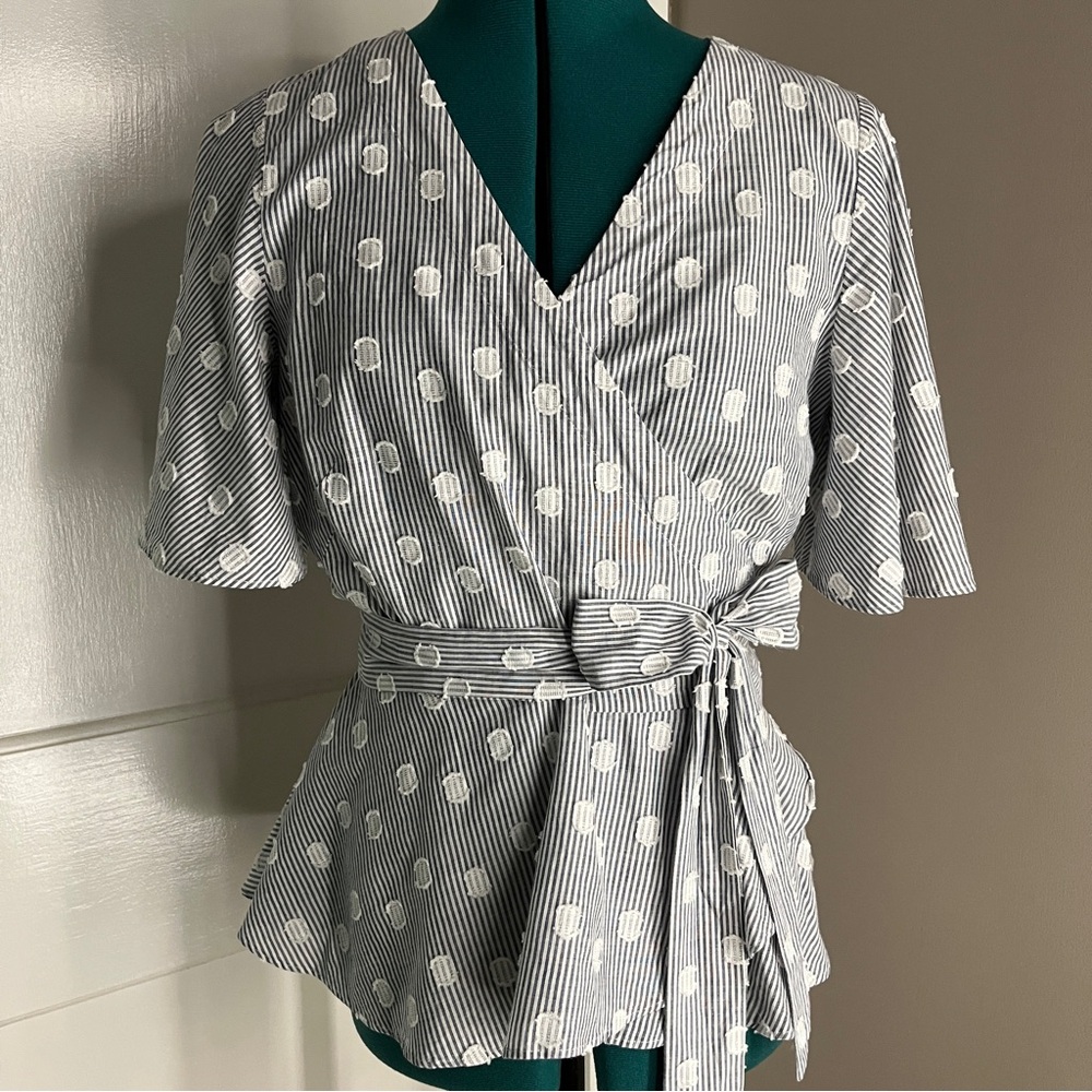 Loft Polka Dot Wrap Top